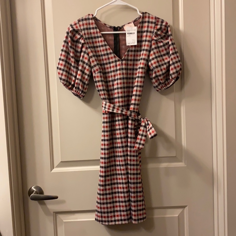 Women’s Red and Brown checkered dress, Size Medium